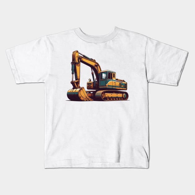 Excavator Kids T-Shirt by Vehicles-Art